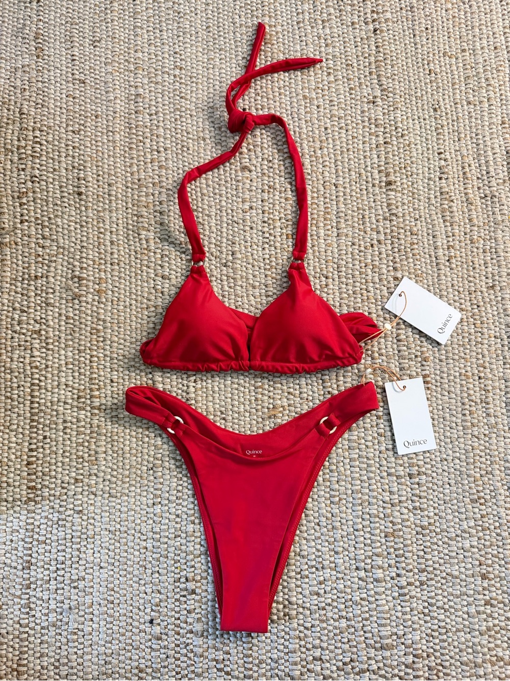 Quince — Italian Bikini swimsuit set in cherry xs